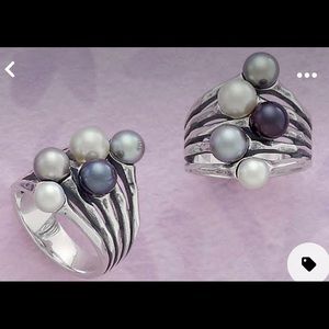 EUC Retired James Avery Burgeon Pearl Ring and Earring Set RARE